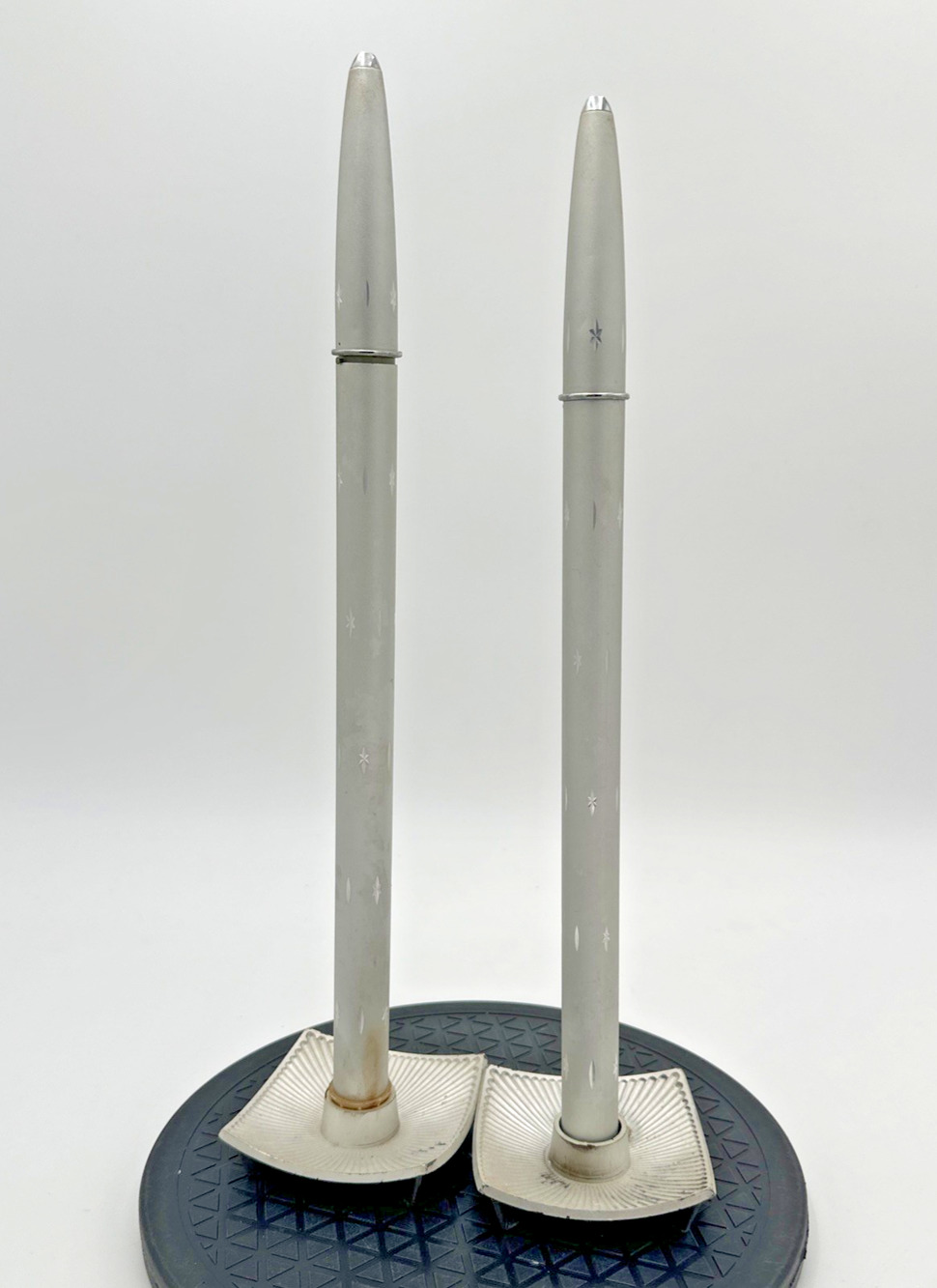 Vintage Ronson Starburst 12 Varaflame Butane Candles Set Silver Tapered UNTESTED